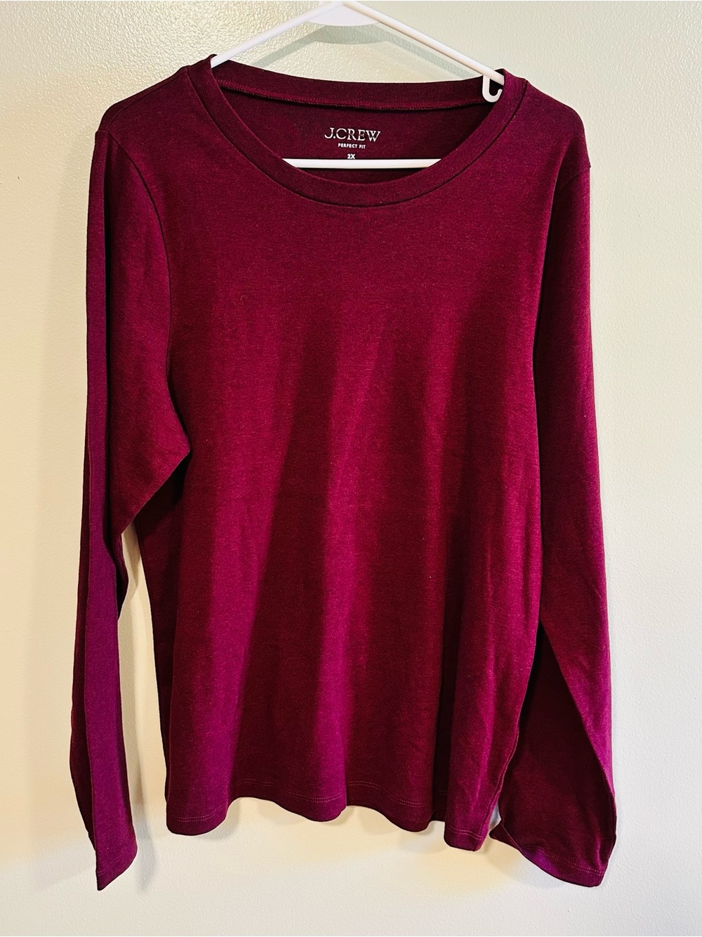 J. Crew Perfect Fit Long-Sleeve Tee in Burgundy